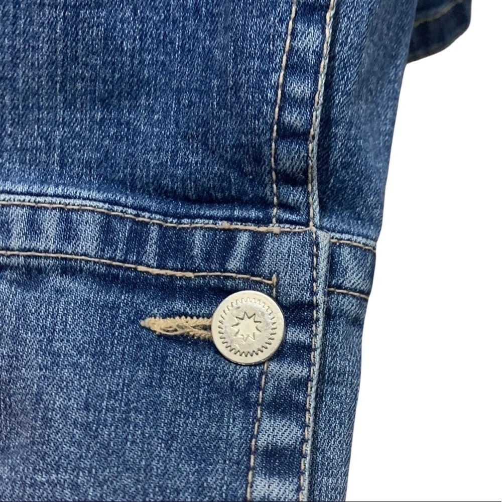AMI Denim Button Down Jean Jacket w/ Tan Trim Sz S - Picture 4 of 11